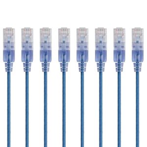 Cat6A Ethernet Patch Cable, Snagless RJ45, 550Mhz, 10G, UTP, Pure Bare Copper, 30AWG, 10-Pack, 3 Feet, Blue