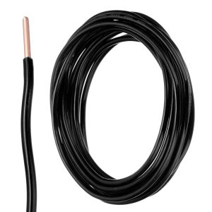 12 AWG THHN Wire 10 ft, Solid Copper, 600V, Black