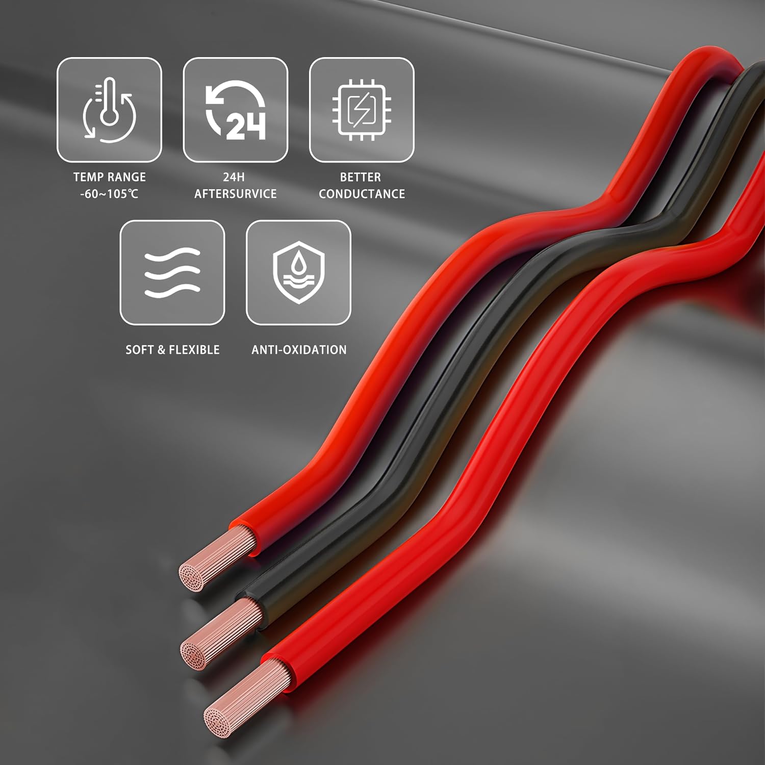 22 Gauge Flexible Electrical Wire 25FT Black/Red, 22AWG Stranded Oxygen Free Copper, for Automotive, Solar, LED, Marine & Boat Battery (22/2-25FT) - Image 3