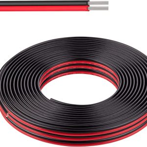 24 Gauge (24 AWG) 32ft 2-Pin Tinned Copper Electrical Wire, Red Black Stranded Hookup Cord, Flexible Extension Cable for LED Lights