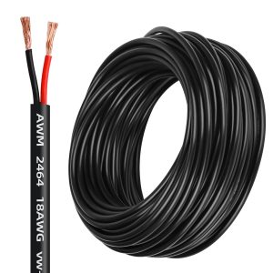 18 Gauge 2 Conductor PVC Cord, 50FT Pure Copper Electrical Wire for LED Strips, Automotive