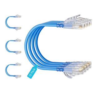 Cat6 Ethernet Cable 3ft 10-Pack, 10Gbps 550MHz UTP, Flexible Thin Patch Cable