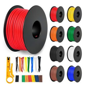 20 Gauge Stranded Wire Kit, 10ft Each 8 Colors 20AWG Silicone Electrical Wire, Flexible Tinned Copper Hook Up Wire for DIY, Automotive