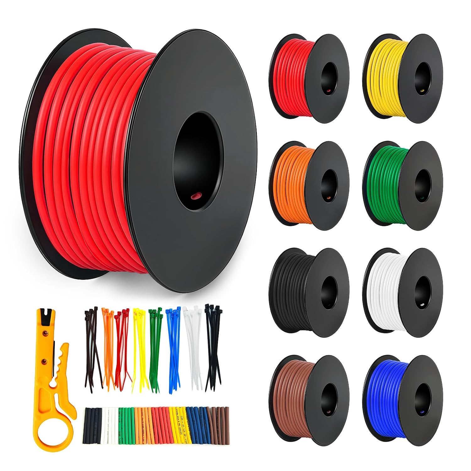20 Gauge Stranded Wire Kit, 10ft Each 8 Colors 20AWG Silicone Electrical Wire, Flexible Tinned Copper Hook Up Wire for DIY, Automotive