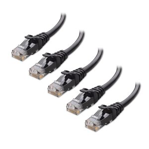 10Gbps 5-Pack Snagless Cat 6 Ethernet Cable - 6ft, Black