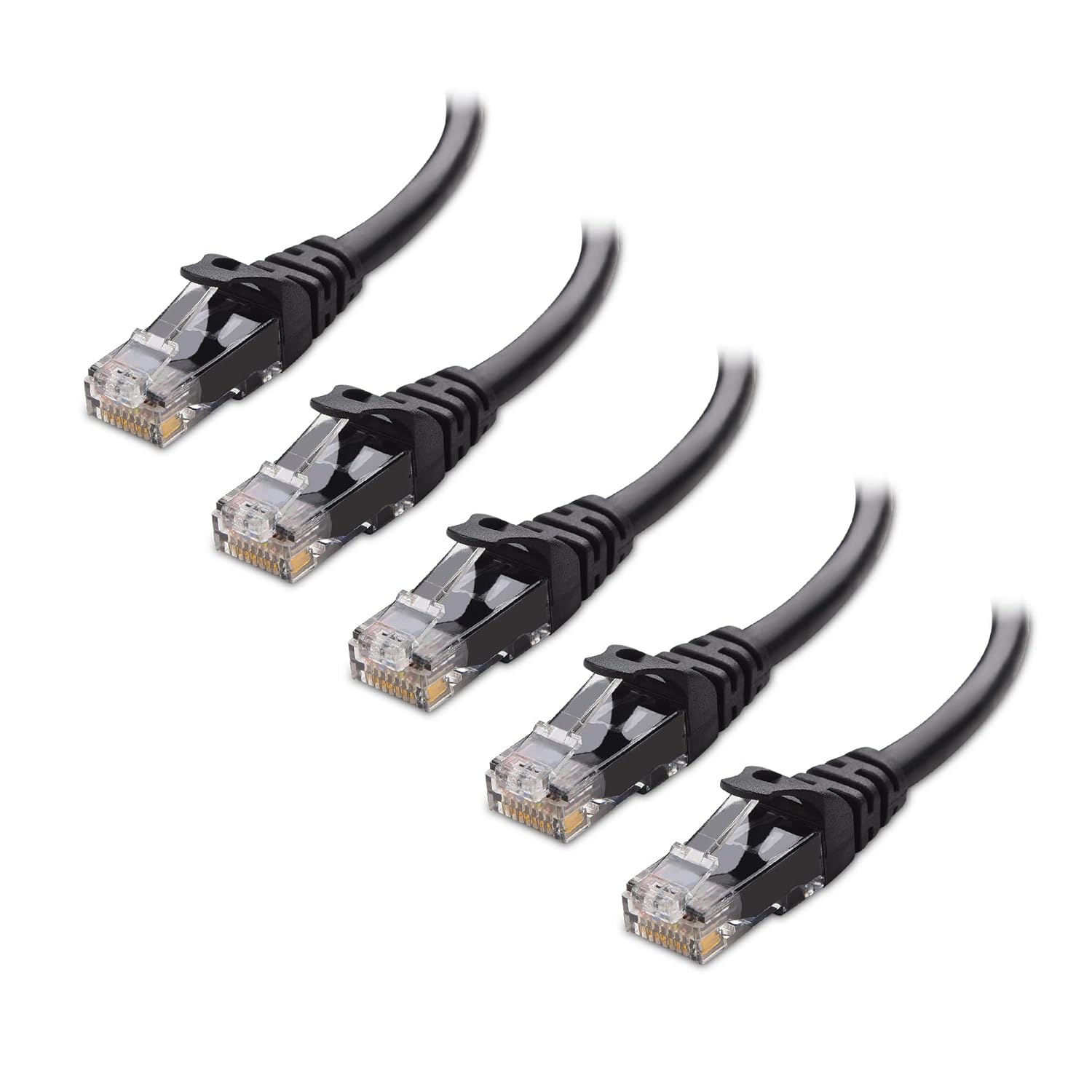 10Gbps 5-Pack Snagless Cat 6 Ethernet Cable - 6ft, Black